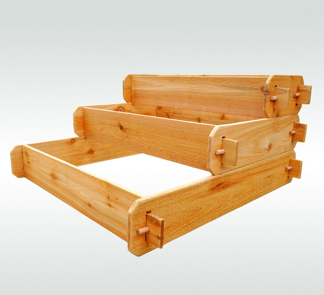 Timberlane Gardens Raised Garden Bed Kit 3 Tiered (1x3 2x3 3x3) Western Red Cedar Elevated Planter - Timberlane Gardens