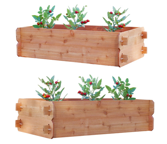 'B-STOCK' SET OF 2 Timberlane Gardens Easy Raised Garden Bed Kits. Double Deep. Western Red Cedar. Mortise & Tenon. 2' W x 4' L